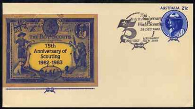 Australia 1982 75th Anniversary of Scouting 27c postal stationery envelope with special 'Leichhardt' first day cancellation