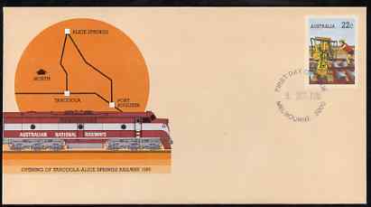 Australia 1980 Tarcoola-Alice Springs Railway 22c postal stationery envelope with first day cancellation