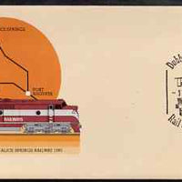Australia 1980 Tarcoola-Alice Springs Railway 22c postal stationery envelope with special illustrated Dubbo Rail Centenary cancellation
