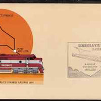 Australia 1980 Tarcoola-Alice Springs Railway 22c postal stationery envelope with special illustrated Dimboola Rail Centenary cancellation