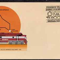 Australia 1980 Tarcoola-Alice Springs Railway 22c postal stationery envelope with special illustrated Railway Local Government Centenary cancellation