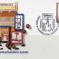 Australia 1981 Centenary of Pharmaceutical Education 22c postal stationery envelope with special illustrated 'Epilepsy' cancellation
