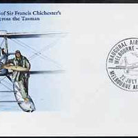 Australia 1981 50th Anniversary of Sir Francis Chichester's Flight Across the Tasman 22c postal stationery envelope with special illustrated Melbourne-Sydney Airbus Flight cancellation