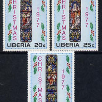 Liberia 1977 Christmas (Stained Glass Windows) set of 3 unmounted mint SG 1324-26
