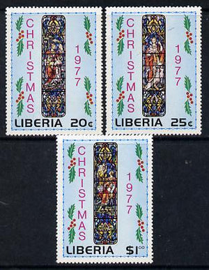 Liberia 1977 Christmas (Stained Glass Windows) set of 3 unmounted mint SG 1324-26