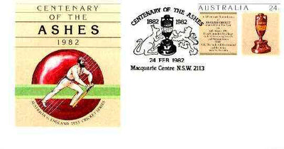 Australia 1982 Centenary of the Ashes 24c postal stationery envelope with special illustrated first day cancellation