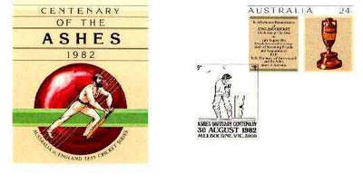 Australia 1982 Centenary of the Ashes 24c postal stationery envelope with special illustrated 'Ashes Obituary' first day cancellation
