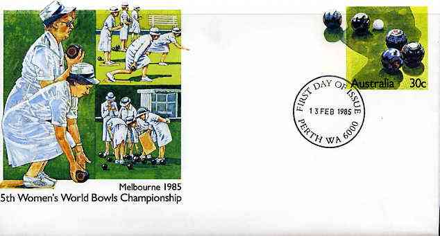 Australia 1985 5th women's World Bowls Championships 30c postal stationery envelope with first day cancellation