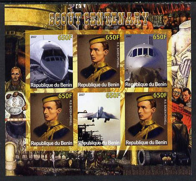 Benin 2007 Scout Centenary & Concorde imperf sheetlet containing 6 values unmounted mint. Note this item is privately produced and is offered purely on its thematic appeal
