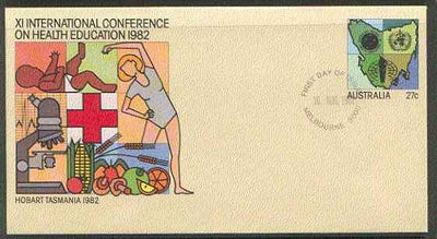 Australia 1982 International Conference on Health Education 27c postal stationery envelope with first day cancellation