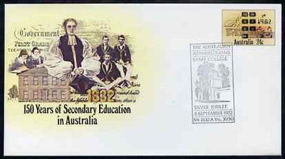 Australia 1982 150 years of Secondary Education 24c postal stationery envelope with special illustrated 'Staff College' first day cancellation