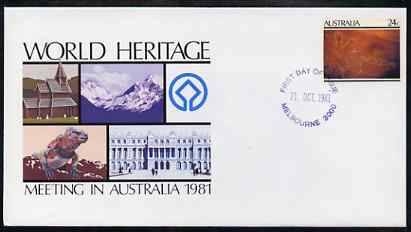 Australia 1981 World Heritage Meeting 24c postal stationery envelope with first day cancellation