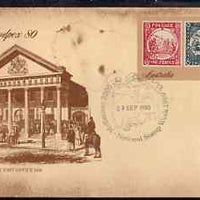 Australia 1980 Sydpex 80 Stamp Exhibition 22c postal stationery envelope with special illustrated 'National Stamp Week' cancellation