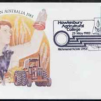 Australia 1983 Centenary of Agricultural Colleges 27c postal stationery envelope with special illustrated 'Hawkesbury' first day cancellation