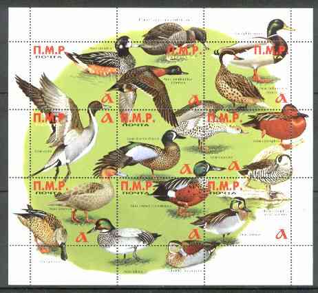 Dnister Moldavian Republic (NMP) 1999 Ducks perf sheetlet containing set of 9 values unmounted mint