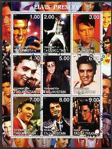 Tadjikistan 2001 Elvis Presley perf sheetlet containing 9 values fine cto used