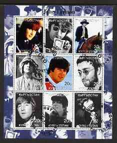 Kyrgyzstan 2000 John Lennon perf sheetlet containing 9 values fine cto used