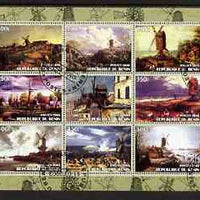 Benin 2003 Paintings of Windmills #01 perf sheetlet containing 9 values fine cto used