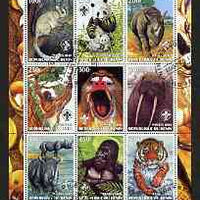 Benin 2003 Wild Animals perf sheetlet containing 9 values each with Scout Logo fine cto used