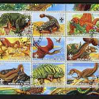 Benin 2003 Dinosaurs #06 perf sheetlet containing 9 values each with Scout Logo fine cto used