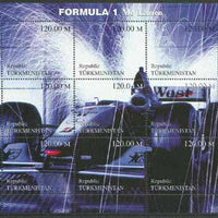 Turkmenistan 2000 Formula 1 (McLaren) perf composite sheetlet containing set of 9 values unmounted mint