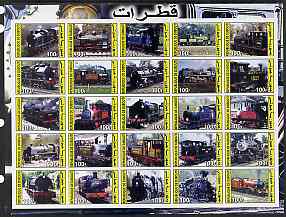 Djibouti 2003 Steam Locos imperf sheetlet containing 25 values unmounted mint