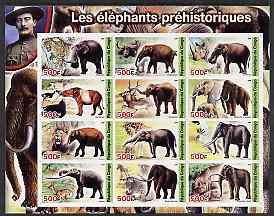 Congo 2004 Prehistoric Elephants imperf sheetlet containing 12 values (with Baden Powell in margin) unmounted mint