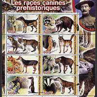 Congo 2004 Prehistoric Dogs perf sheetlet containing 8 values (with Baden Powell in margin) unmounted mint