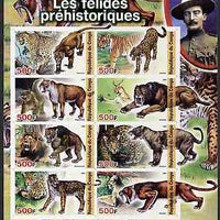 Congo 2004 Prehistoric Cats imperf sheetlet containing 8 values (with Baden Powell in margin) unmounted mint