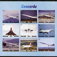 Komi Republic 2001 Concorde imperf sheetlet containing set of 9 values complete unmounted mint
