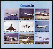 Komi Republic 2001 Concorde imperf sheetlet containing set of 9 values complete unmounted mint