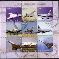 Congo 2004 Concorde perf sheetlet containing set of 9 values fine cto used