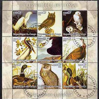 Congo 2004 John Audubon Birds perf sheetlet containing set of 9 values fine cto used