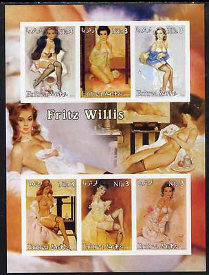 Eritrea 2003 Fantasy Art by Fritz Willis (Pin-ups) imperf sheet containing 6 values, unmounted mint