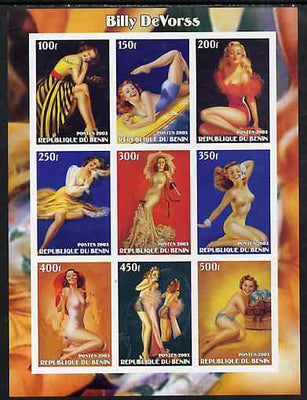 Benin 2003 Fantasy Art by Billy DeVorss (Pin-ups) imperf sheet containing 9 values, unmounted mint