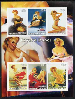 Benin 2003 Fantasy Art by Edvard Runci (Pin-ups) imperf sheet containing 6 values, unmounted mint