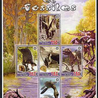 Congo 2005 Dinosaurs & Fossils large perf sheetlet containing 5 values (each with Scout Logo) unmounted mint