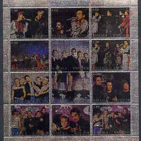 Karjala Republic 2000 Backstreet Boys perf sheetlet containing 12 values printed on metallic foil unmounted mint