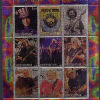 Ingushetia Republic 2000 Jerry Garcia perf sheetlet containing 9 values printed on metallic foil unmounted mint