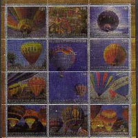 South Ossetia Republic (Kussar Iryston) 2000 Hot Air Balloons perf sheetlet containing set of 12 values printed on metallic foil unmounted mint