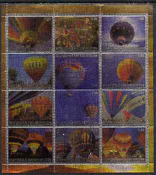 South Ossetia Republic (Kussar Iryston) 2000 Hot Air Balloons perf sheetlet containing set of 12 values printed on metallic foil unmounted mint