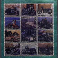 Udmurtia Republic 2000 Harley-Davidson Motorcycles perf sheetlet containing 12 values printed on metallic foil unmounted mint