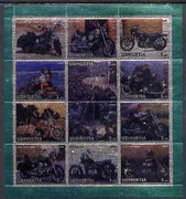 Udmurtia Republic 2000 Harley-Davidson Motorcycles perf sheetlet containing 12 values printed on metallic foil unmounted mint