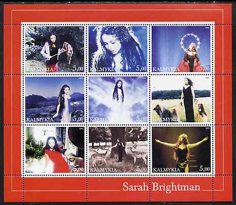 Kalmikia Republic 2002 Sarah Brightman perf sheetlet containing 9 values unmounted mint