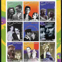 Somalia 2000 Love 1940-50 (Personalities) imperf sheetlet containing set of 8 values plus label unmounted mint. Note this item is privately produced and is offered purely on its thematic appeal
