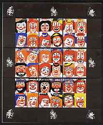 Kyrgyzstan 2000 Clowns perf sheetlet containing set of 9 values unmounted mint