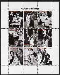 Kyrgyzstan 2000 Marlene Dietrich perf sheetlet containing set of 9 values unmounted mint