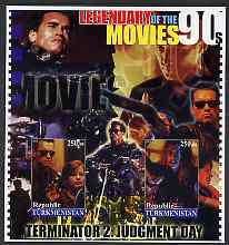 Turkmenistan 2002 Legendary Movies of the '90's - Terminator 2, large imperf sheetlet containing 2 values unmounted mint