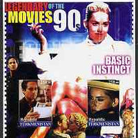 Turkmenistan 2002 Legendary Movies of the '90's - Basic Instinct, large imperf sheetlet containing 2 values unmounted mint