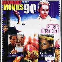 Turkmenistan 2002 Legendary Movies of the '90's - Basic Instinct, large perf sheetlet containing 2 values unmounted mint